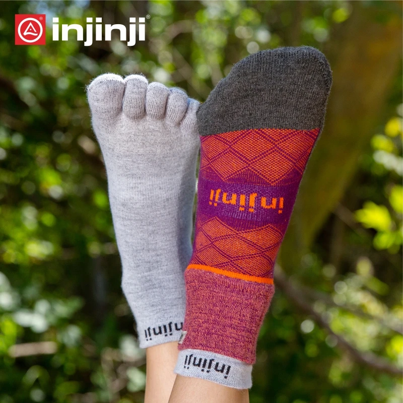 Injinji 더블 양말, 다섯 손가락 양말 튜브, 두꺼운 쿨맥스, 전문 야외 하이킹 등산 양말, 겨울 