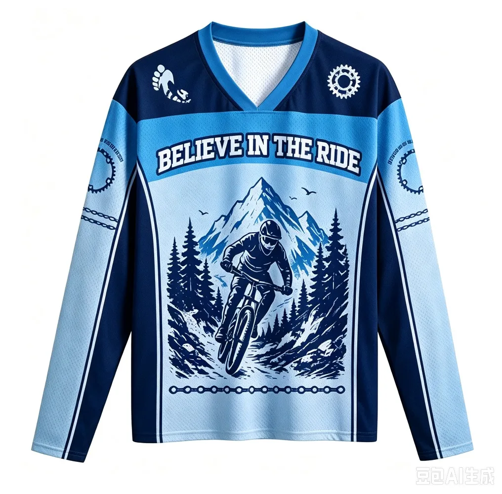2026 Mountain Biker 3D Printed Men  Women's Long-Sleeved Sports V-Neck T-Shirt - Outdoor Cycling Leisure Sports Quick-Drying Top view 4