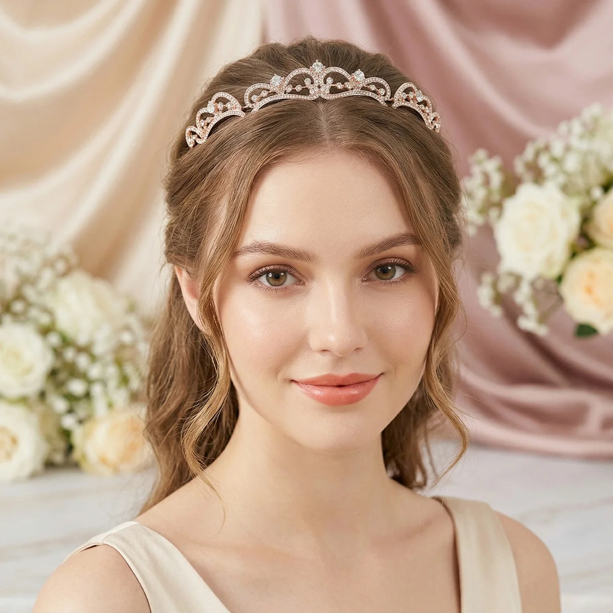 Elegant Crystal Princess Tiara for Women Girls Rhinestone Bridal Crown Headband Wedding Prom Graduation Party Hair Accessories