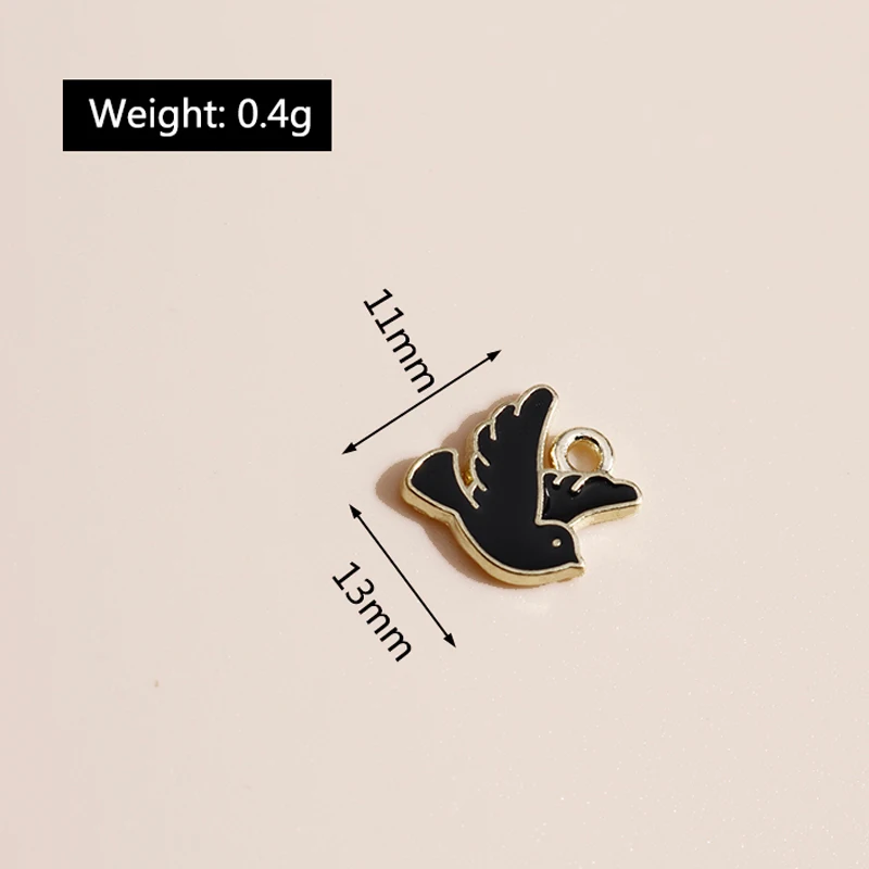 Image 3: 10 pièces 13*11mm émail paix Pigeon colombe breloques bricolage pour colliers pendentifs boucles d'oreilles Mini animaux breloques fabrication de bijoux accessoires