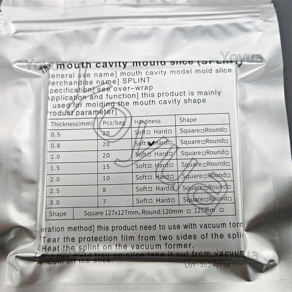 2bags Dental Lab Orthodontic Splint Retainer Slice Vacuum Forming Sheet Soft Hard 0.8/1.0/1.5/2.0/2.5/3.0 Thermoforming Material