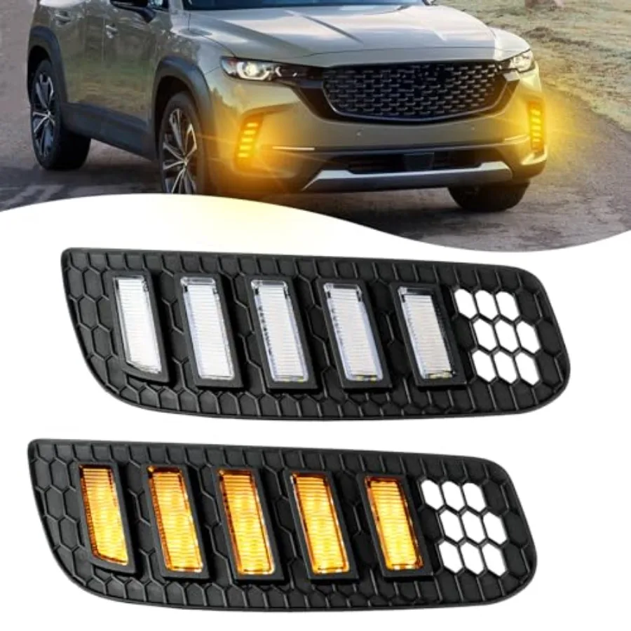 

【Spot goods】LED Front Bumper Fog light DRL Amber Sequential Turn Signal Lamp Feature Kit for Mazda CX-50 2023 2024 Replacement