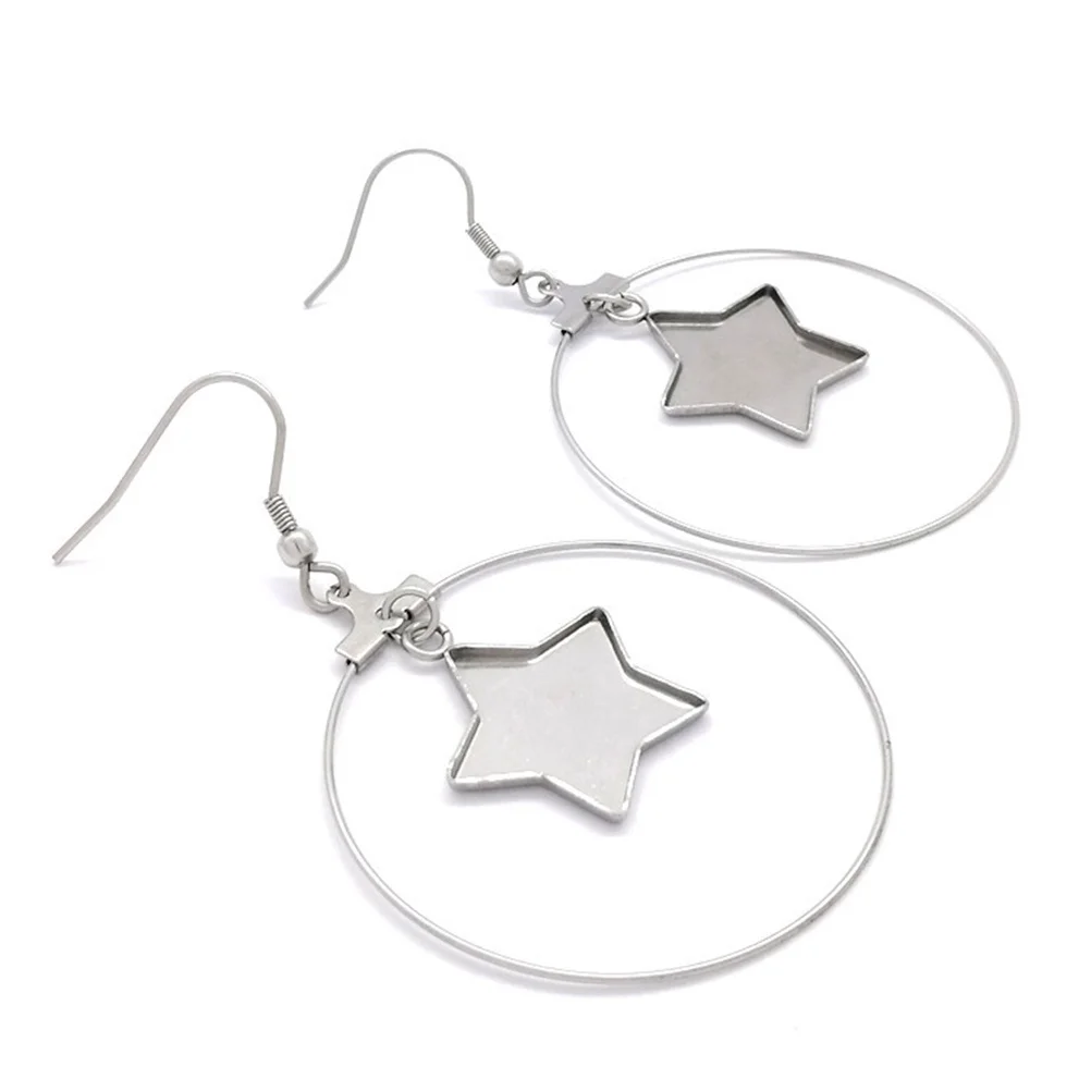 30Pcs Stainless Steel Earring Base Round DIY Jewelry Making Cabochons Cameo Logos Resin Photos Gift for Women Friends Silver