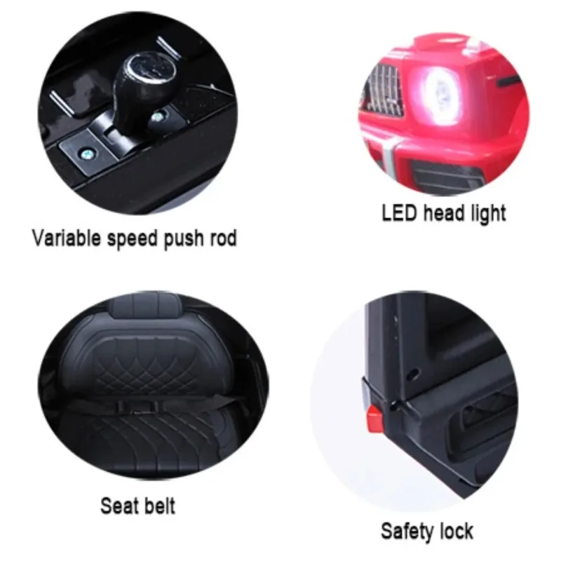 Gelicentieerde Mercedes-Benz G63 kinderrit op auto, 12V elektrisch voertuig met afstandsbediening, muziek, hoorn en veervering