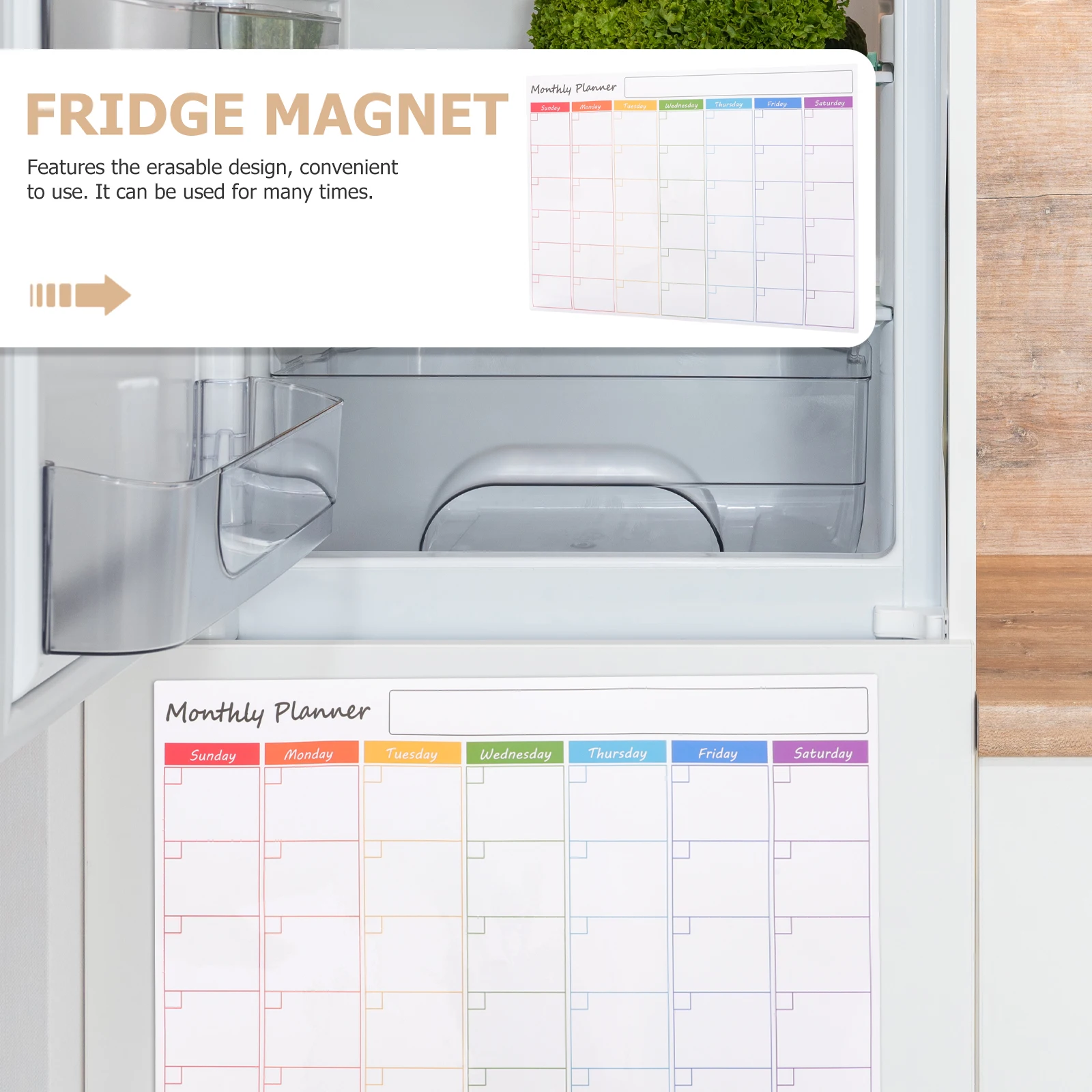 

Magnetic Whiteboard Stickers Fridge Calendar Dry Erase Planner Monthly Weekly Schedule Board Reusable Note for Office Home