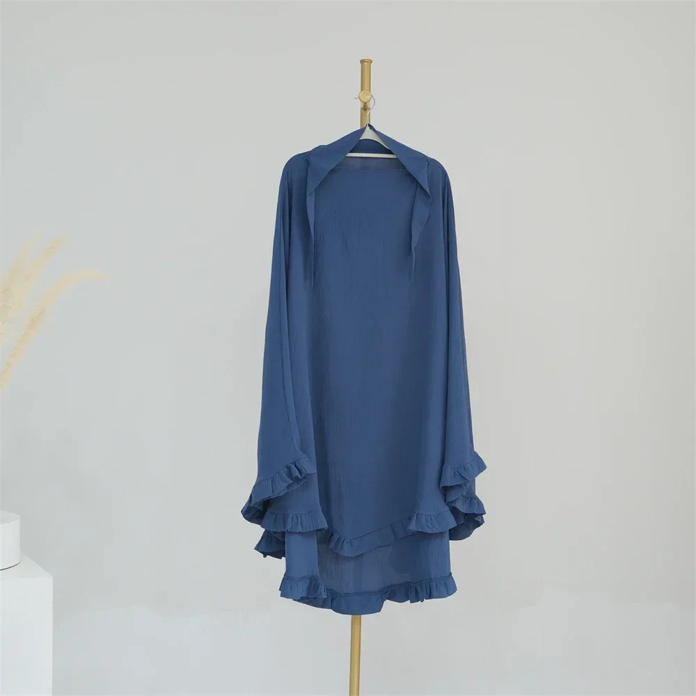 Abaya – voile Long Khimar pour femmes musulmanes, Grament de prière, Hijab, une couche, Burqa, arabe islamique, écharpe à volants, vêtements de coiffure