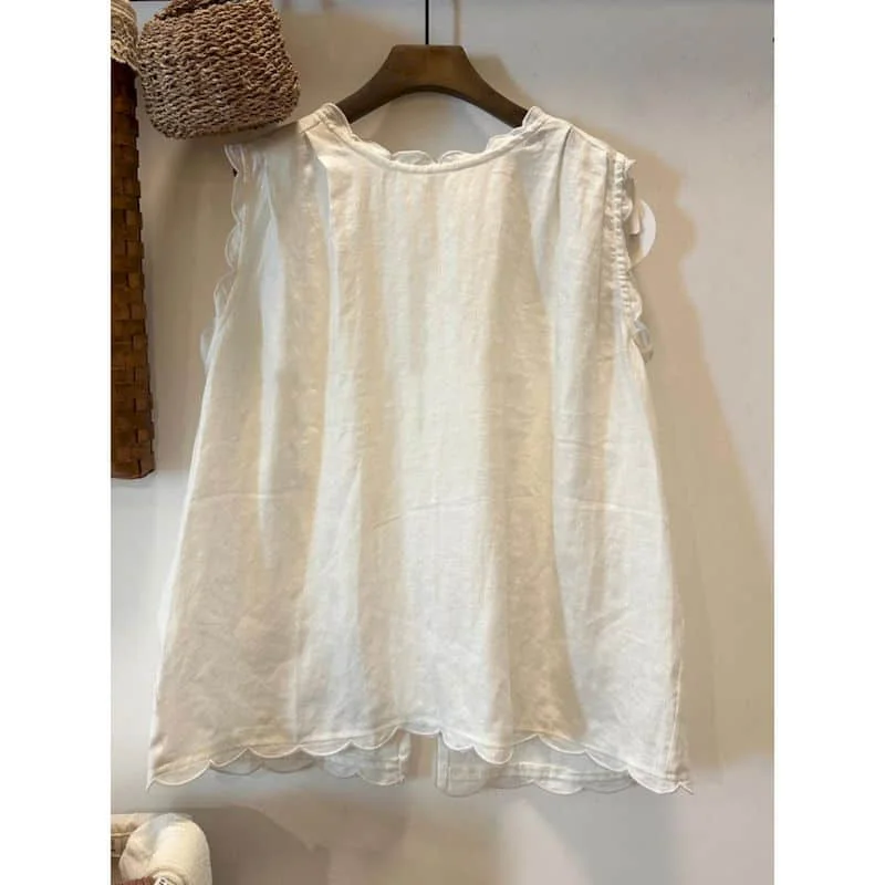 Elegant Vest O-neck Soild Casual Korean Style Sleeveless Cropped Shirts Summer Sale Drawstring Lace Design Tops Women Clothing