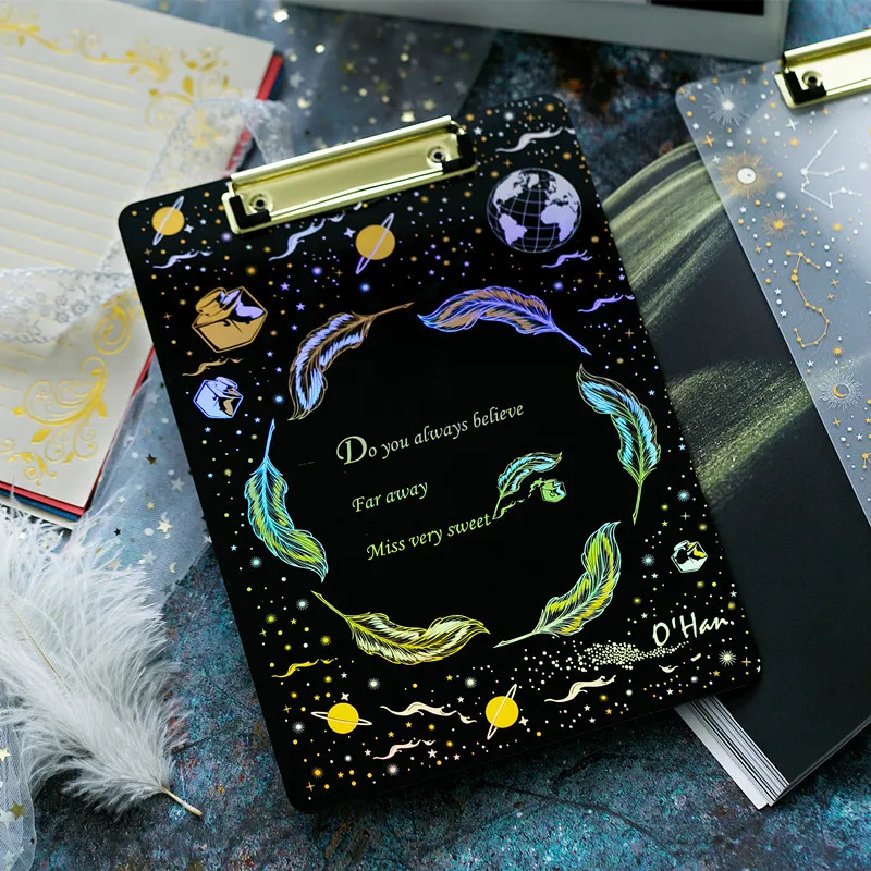 A4 Laser Constellation Acrylic Clip Office Cultural Educational Supply Business Folder Student Writing Board Artist Painting Pad