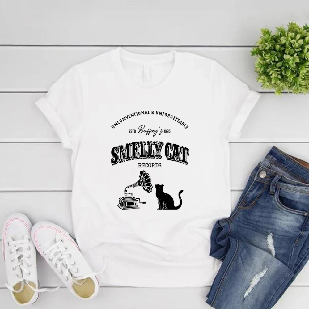 Vintage Cat T-shirt TV Show Inspired Shirt 90s TV Show Tee Friends Series Tshirt Short Sleeve Women\'s T-shirts Casual Clothes