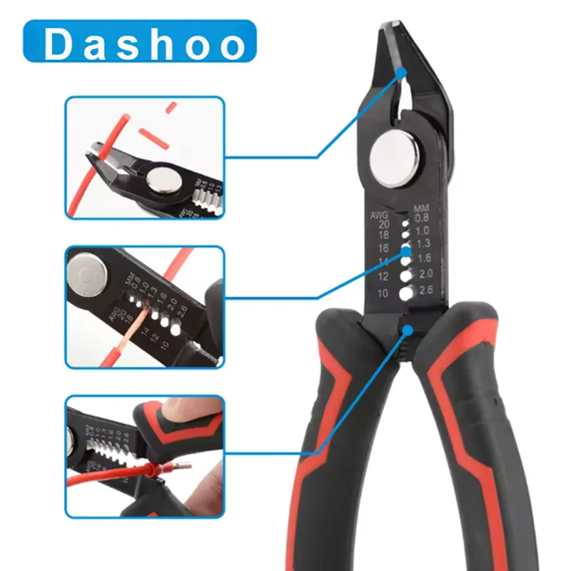Wire Stripper Pliers, Multi-Tool for Cutting Crimping Stripping, Easy Use Diagonal Cutter for DIY Home Improvement Network Cable