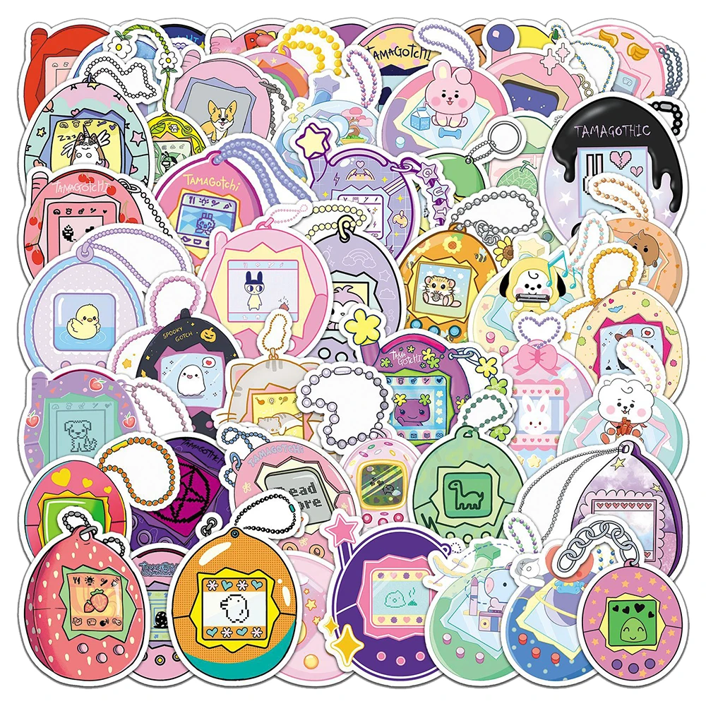 10/30/50pcs Cartoon Electronic Pets Game Stickers Funny Cute Virtual Tamagotchi Animal Sticker Toy Decal for Phone Diary Luggage