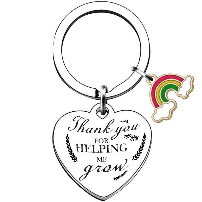 Heart Thank You Teacher Retirement Gifts for Women Christmas Gifts Thank You for Helping Me Grow Teacher Gifts Keychain