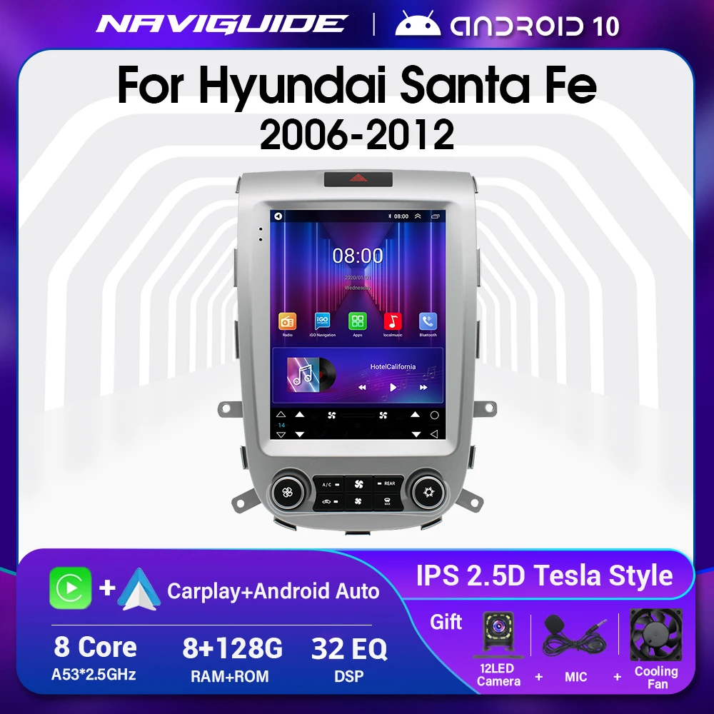 

Вертикальный экран для Hyundai Santa Fe 2006-2012 Android 10 Тесла стиль автомобильное радио GPS авто стерео Мультимедийный видеоплеер IDE