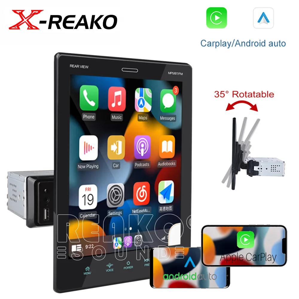 X-REAKO 9.5 inch Multimedia MP5 Player Removable Touch Screen Car Radio Stereo Android Auto Carplay Bluetooth FM MirrorLink