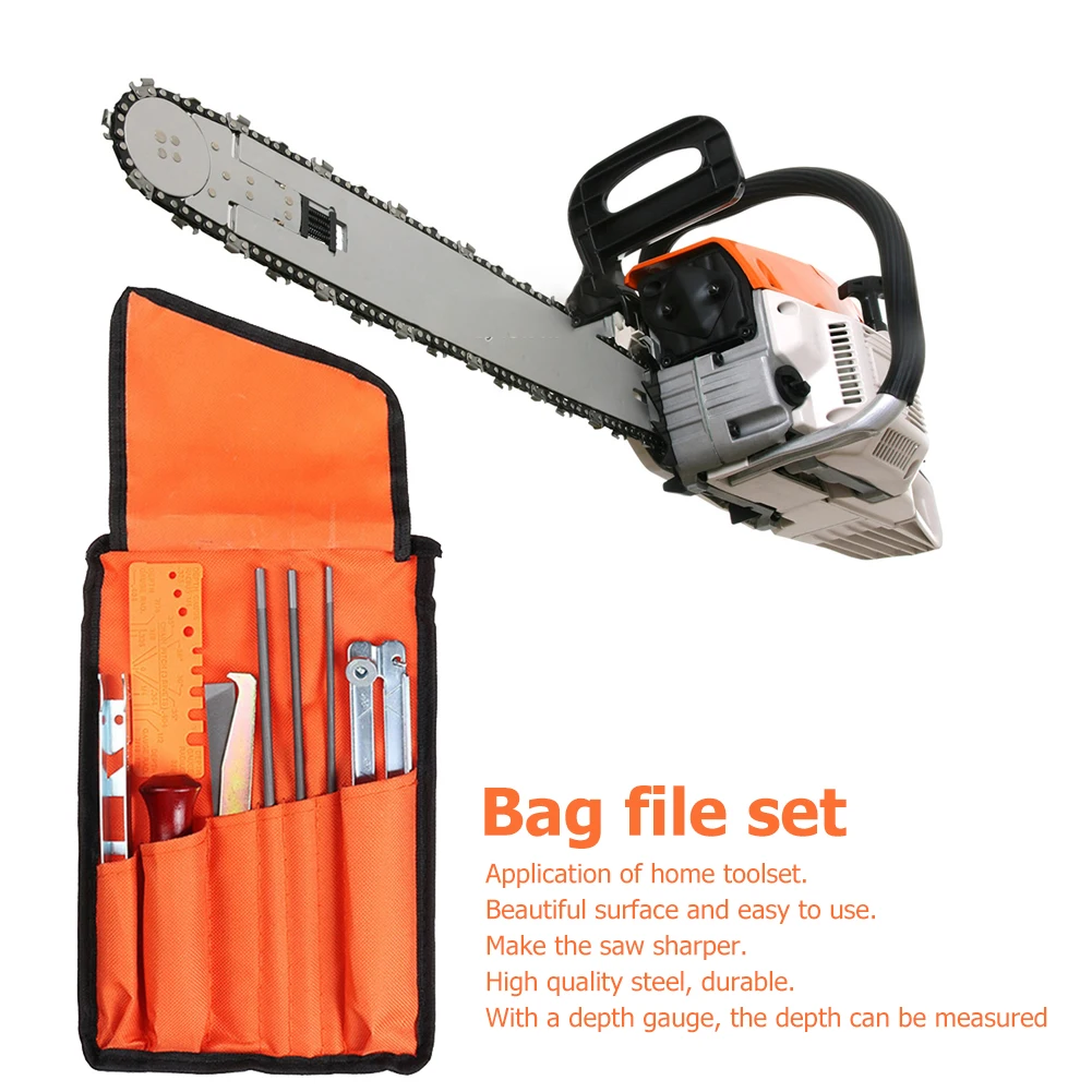 10pcs/Set Professional Chainsaw Chain Sharpening Kit Tool Set Hardwood Handle Round/Flat File Guide Bar File Sharpener Tools