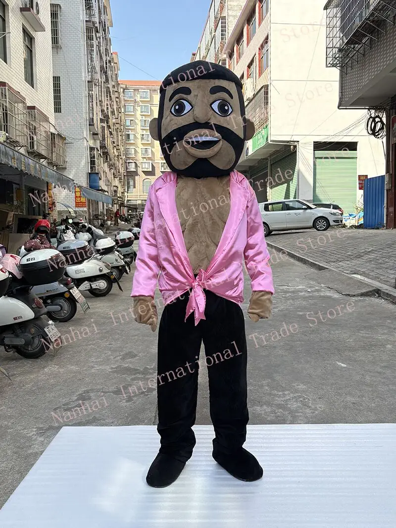 تأثيري العضلات رجل زي التميمة بار النشاط كبير رئيس دمية البدلة الملتحي رجل عروسة كارتون أداء دعوى هالوين الطرف الدعامة