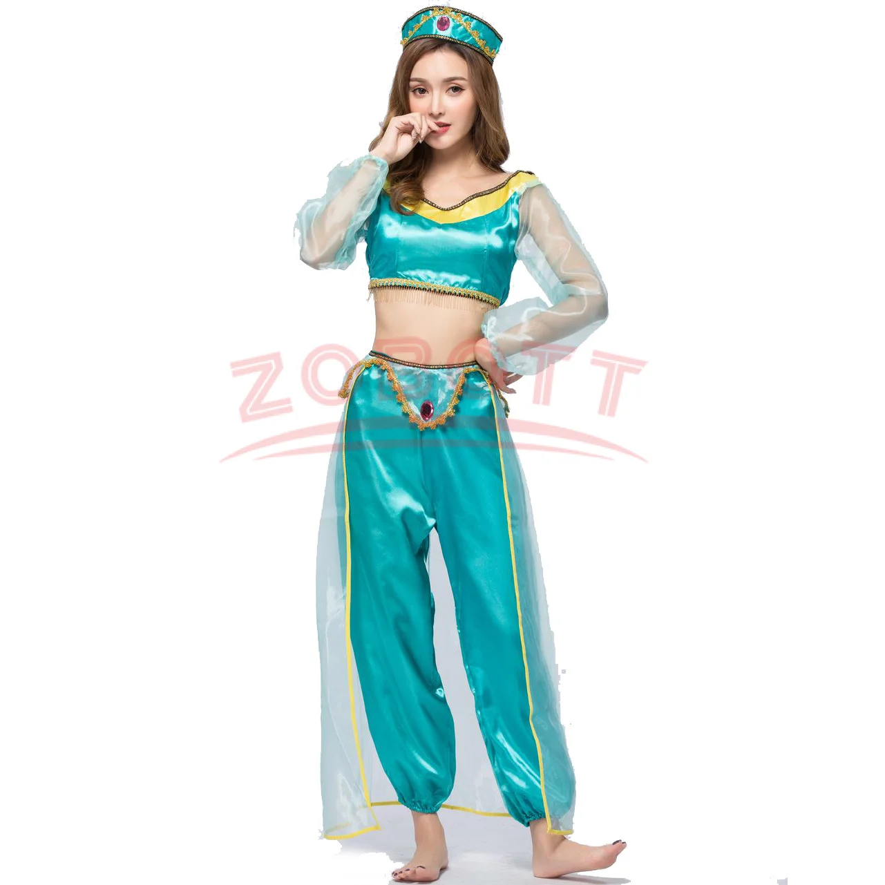 Aladdin Cosp Costume with Exquisite Princess Jasmine Dress for Women