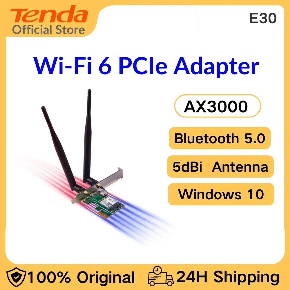 Tenda WiFi 6 PCIE WiFi Adapter Bluetooth 5.0 Wireless PCI Express adapter E30 AX3000 BT Network Card Dual Band 2.4G/5Ghz PCLE