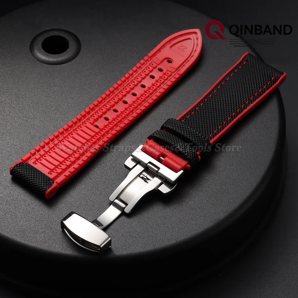 18/19/20/21/22/24mm Nylon-Segeltuch Silikonboden Uhrenarmband für IWC für Tudor für Seiko Uhrenband mit Schmetterlingsverschluss Armband – Detail 12