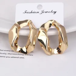 Vintage Minimalist Irregular Round Drop Earrings for Women Geometric Chunky Metal Circle Dangle Fashion Punk Statement Jewelry