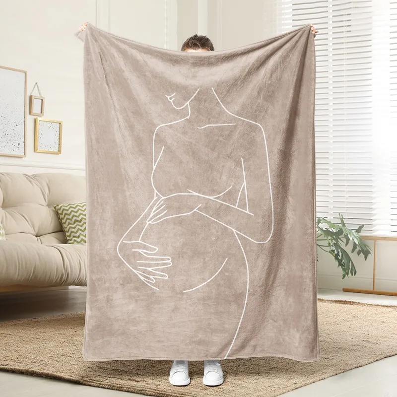 

Maternity Line Art Flannel Blanket Soft Plush Cozy Sofa Bed Decor Gift