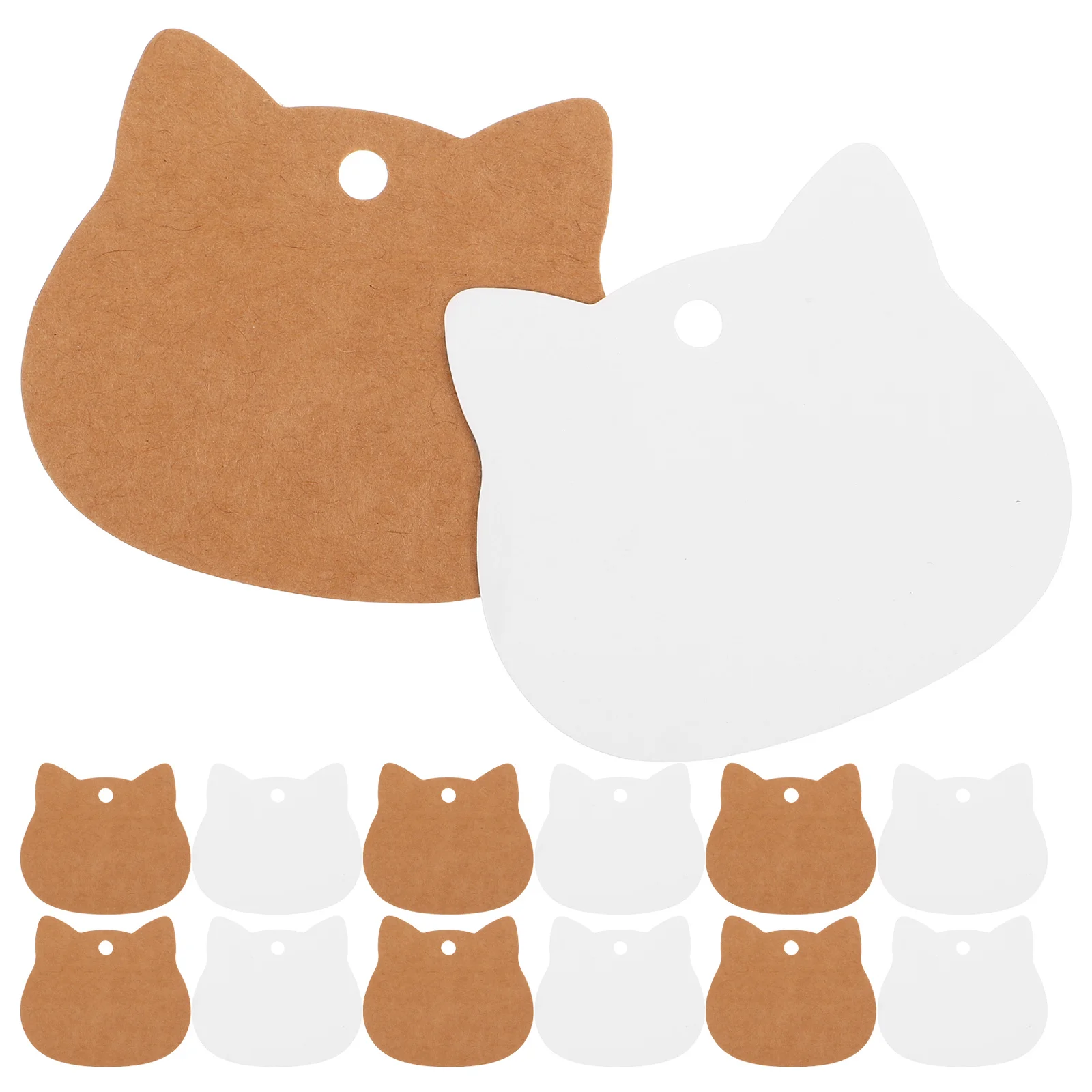 

200Pcs Brown Kraft Paper Cat Head Tags Blank Writable Pre-Holed Hang Tags DIY Wedding Party Favor Holiday Present Wrapping
