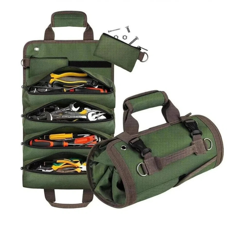 

Сверхмощная свернутая сумка для инструментов с несколькими карманами, органайзер для инструментов для электрика, Оксфордская сумка для хранения для электриков, ремонта механики