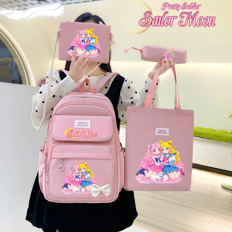 

Sailor Moon Unisex Cute Schoolbag Four-piece Set Cartoon Anime Graphic Print Backpack Fashion Portable Bags Back To School Gifts
