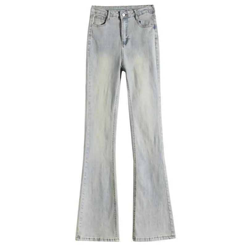 

Расклешенные брюки Белые джинсы Уличный стиль Многослойные рюши Плиссированные драпированные разрез с разрезом Асимметричные детали сбоку Женская одежда Джинсовая одежда