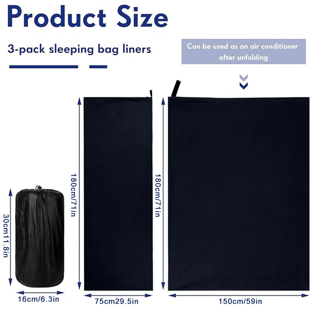 Portable Sleeping Bag Liner Microfiber Fleece Travel Sheet Sleep Sack Zippered Camping Blanket for Outdoor Camping Tent Bed