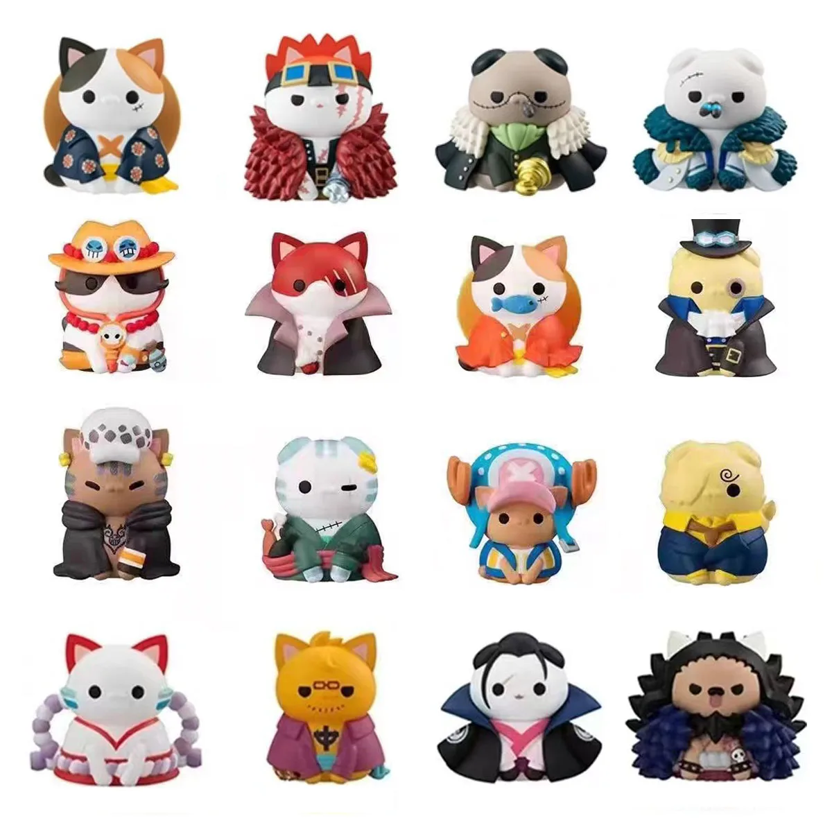One Piece Anime-Figur der Katzenserie: Niedliche Luffy, Ace, Sabo, Zoro, Sanji, Shanks, Kaido, Katakuri PVC-Modelle als Geburtstagsgeschenk
