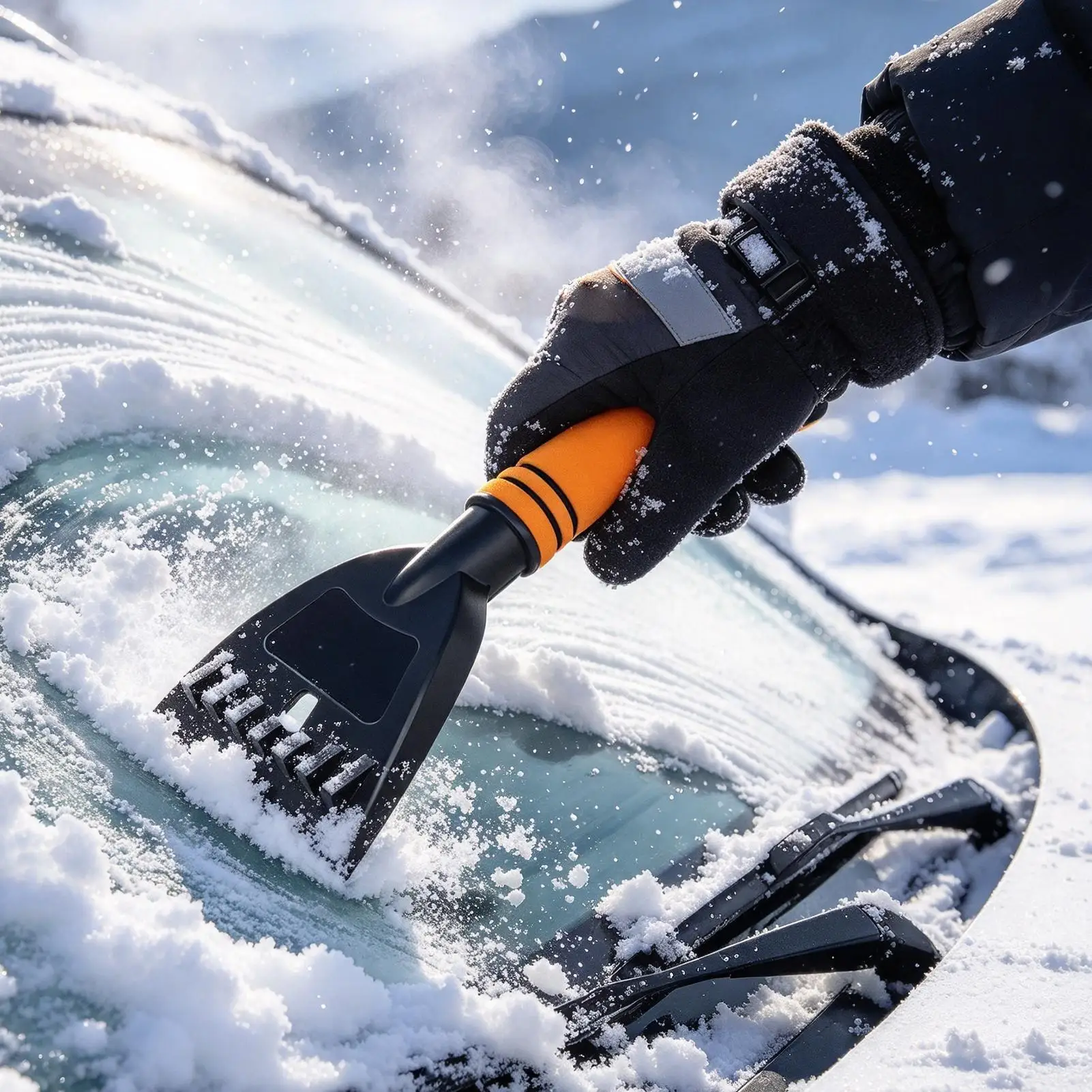 Windshield Ice Frost Scraper Snow Cleaning Shovel With Foam Grip Car Window Ice Snow Scraper For Sedans Trucks Minivans Pickups