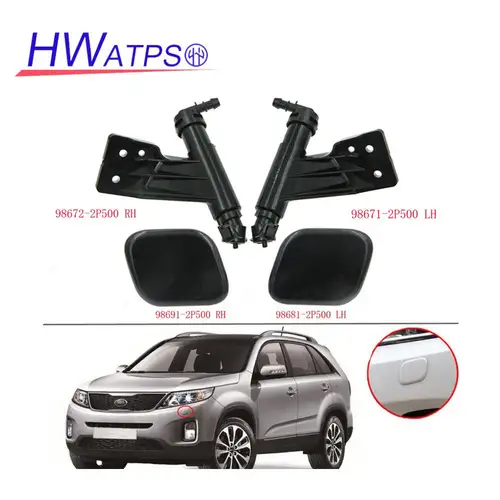 Para Kia Sorento 2013-2014 OEM: 98671-2P500(LH) 98672-2P500(RH) cilindro de arandela de faro delantero boquilla de pulverización Jet y tapa de cubierta