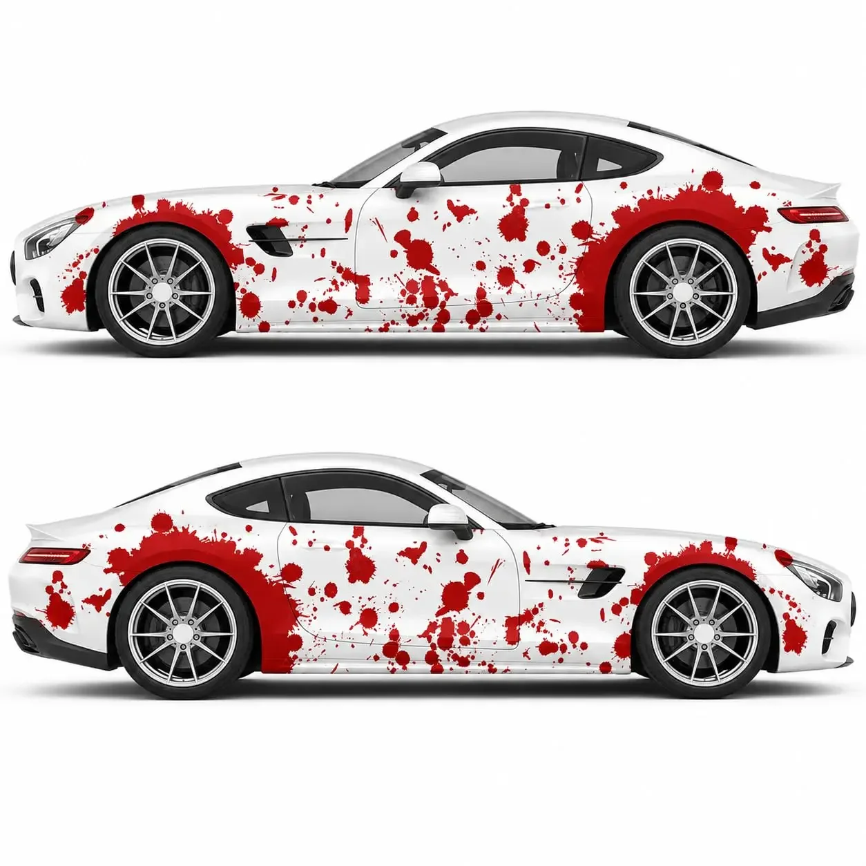 2Pcs Red Paint Splatter Car Side Decals, Abstract Splash Vinyl Body Door Stickers for Cars Trucks SUVs, Vivid Waterproof