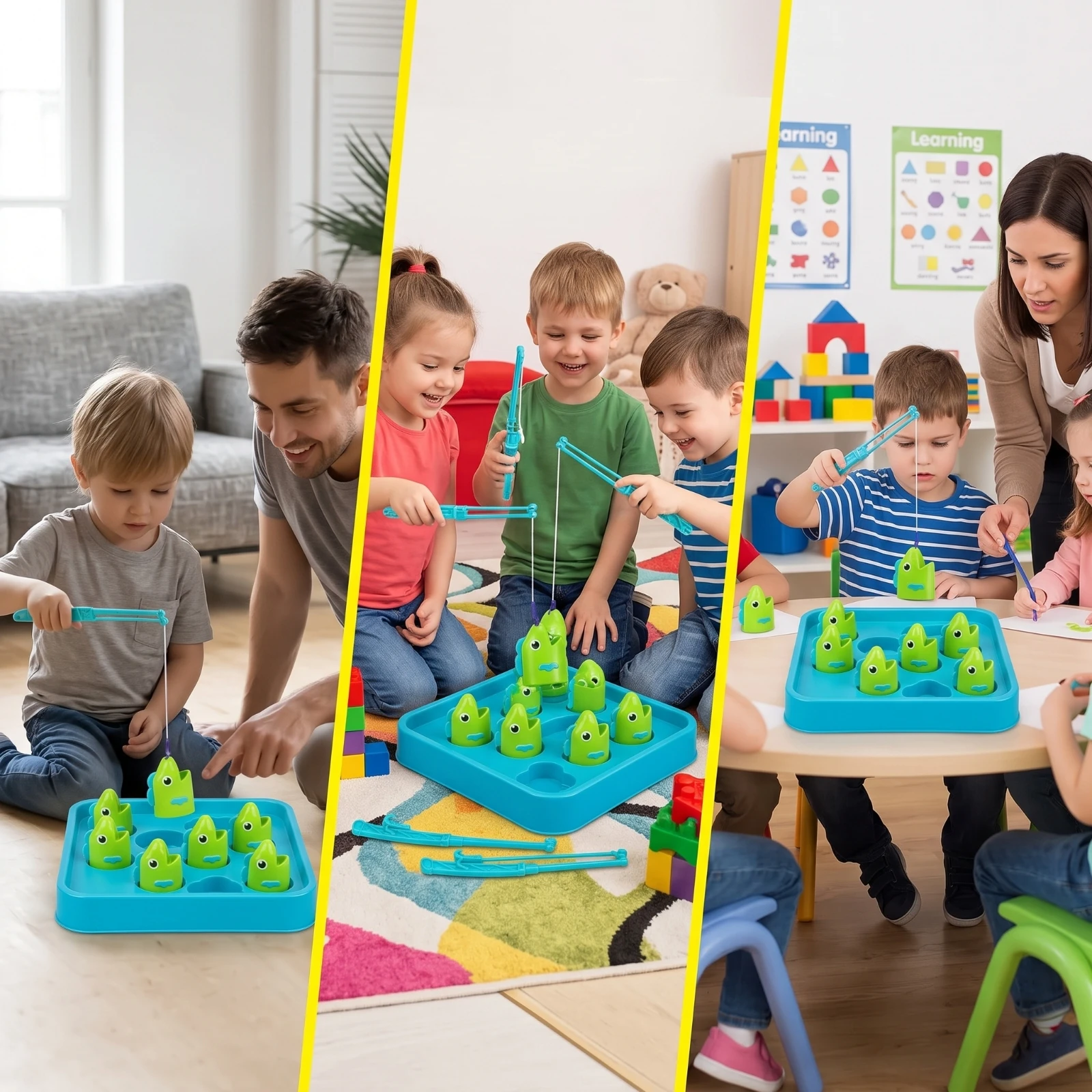 Crocodile Fishing Game Multiplayer Fishing Game with Rods Educational Lightweight for Children, Playroom, Playdates
