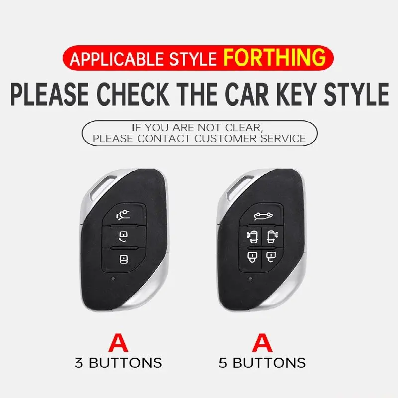 Goatskin Car Key Cover for Dongfeng Volkswagen Fengxing T5 EVO 2021 Car Key Fob Case Zinc Alloy Leather Key Fob Case Accessories
