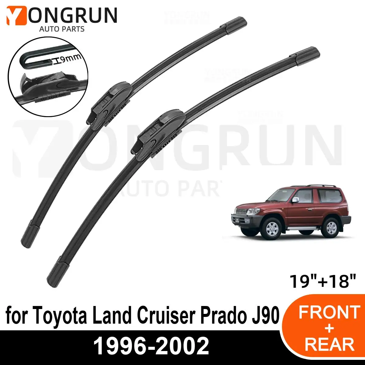 

Стеклоочистители передние Автомобильные для Toyota Land Cruiser Prado J90 1996-2002, резиновые щетки стеклоочистителя 19 + 18 дюймов, лобовое стекло автомобиля