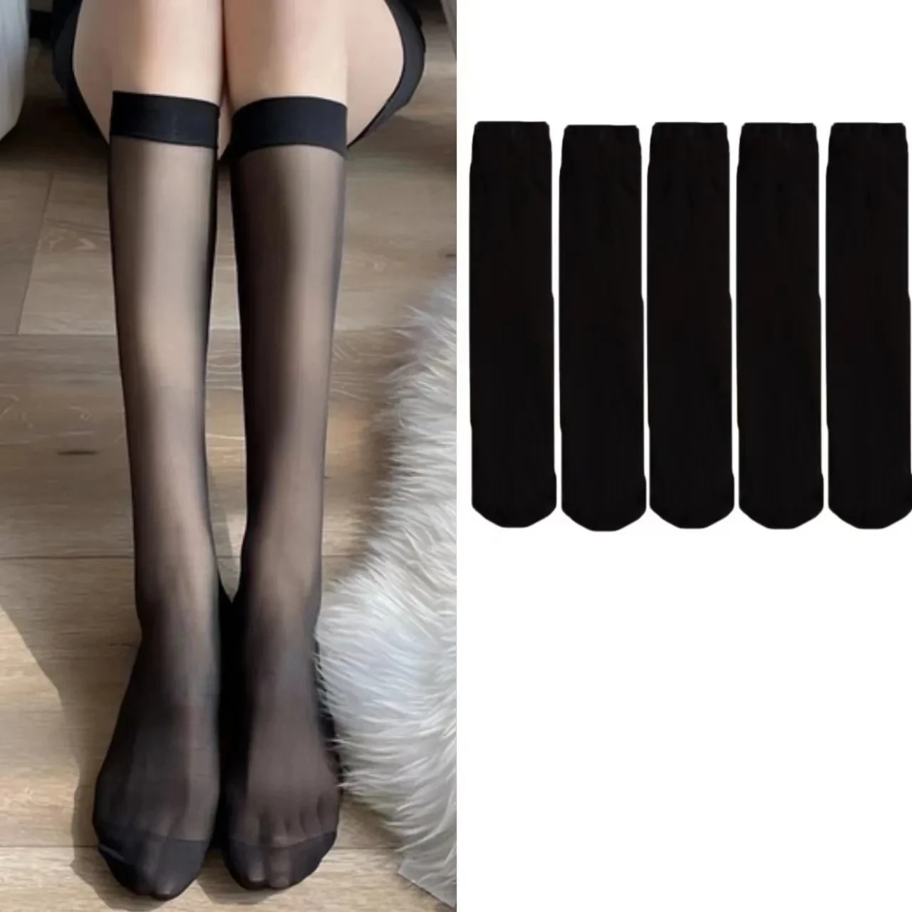 

2 пары женских носков JK, милые черные, белые длинные носки в стиле Лолиты, летние тонкие гольфы, модные сексуальные прозрачные чулки для косплея