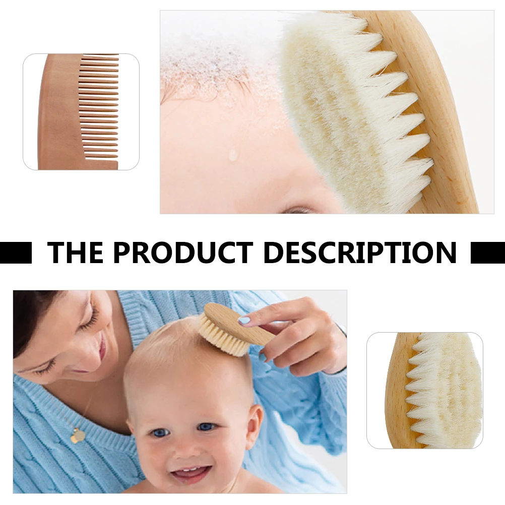 

1Set Baby Body Cleaning Brush Wool Bristles Wooden Handle Bath Brush Hair Care Comb Shower Supplies for Daily Scalp
