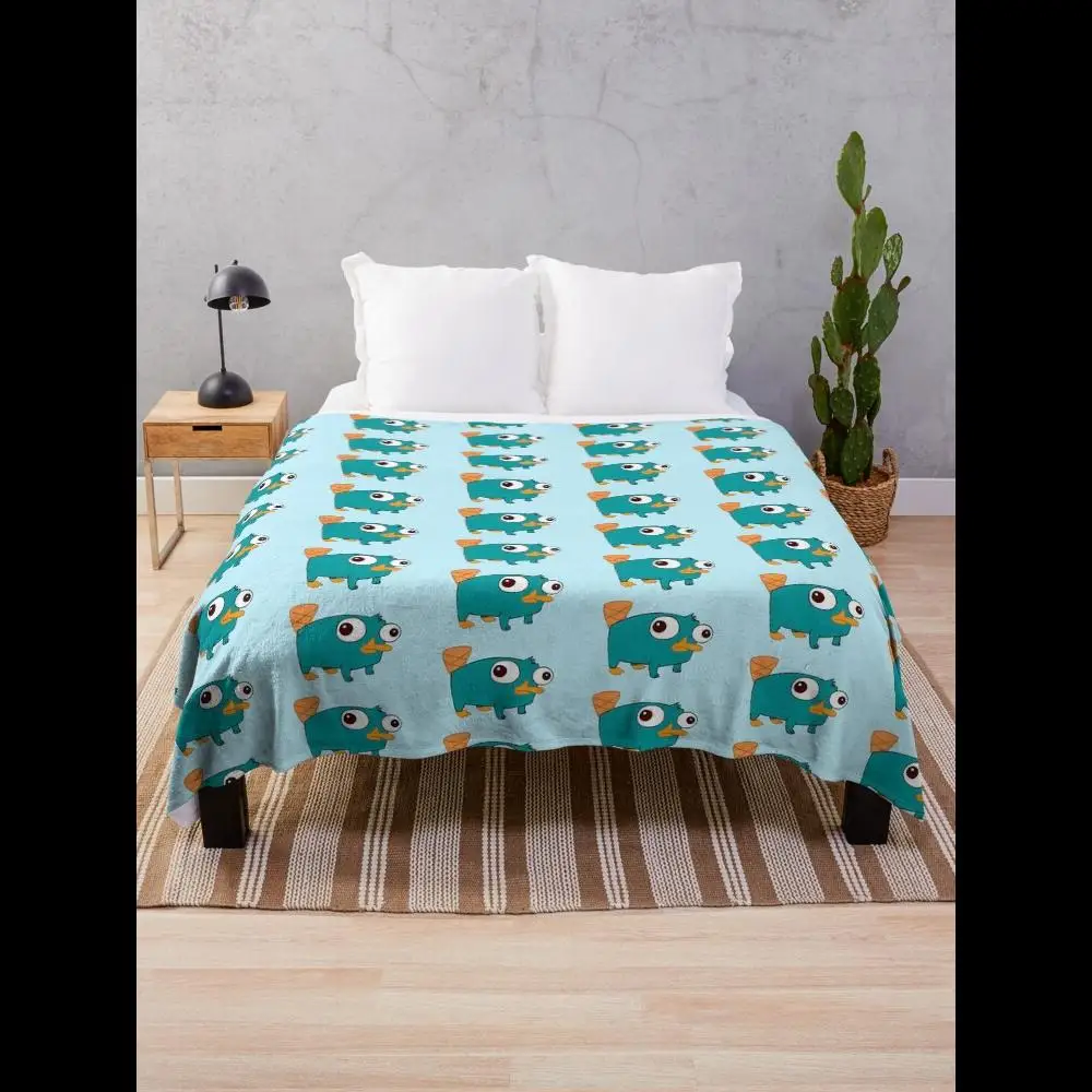 Perry the Platypus Baby from Phineas and Ferb Throw Blanket Soft Plush Cartoon Print for Kids Room Decor