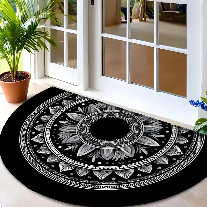 Retro Desert Cactus Greenery Landscape Design Round Commercial Entrance Rug Welcome Doormat For Cafe Office Gym Store