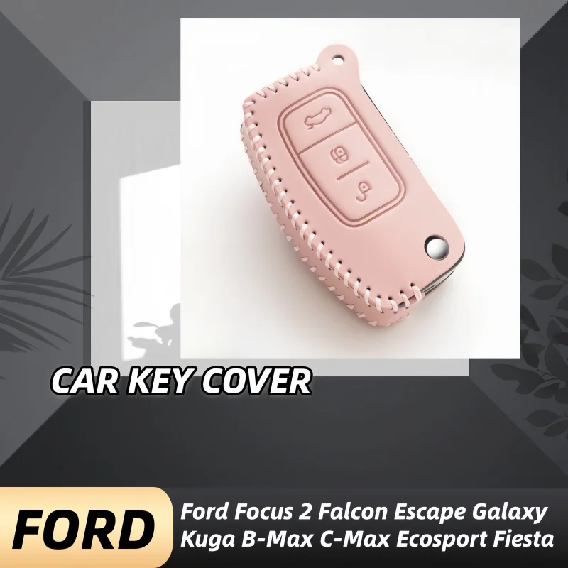 

Oli Leather Car Remote Key Cover Case for Ford Fiesta Focus 2 Ecosport Kuga Escape Falcon B-Max C-Max Eco Sport Galaxy