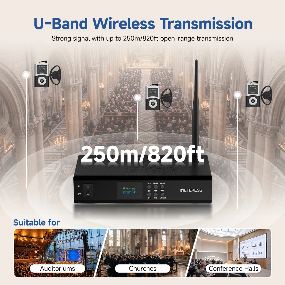 RETEKESS Tour Guide System T131T Desktop Transmitter Micphone Audio Guide System For Simultaneous Interpretation Tourism Meeting