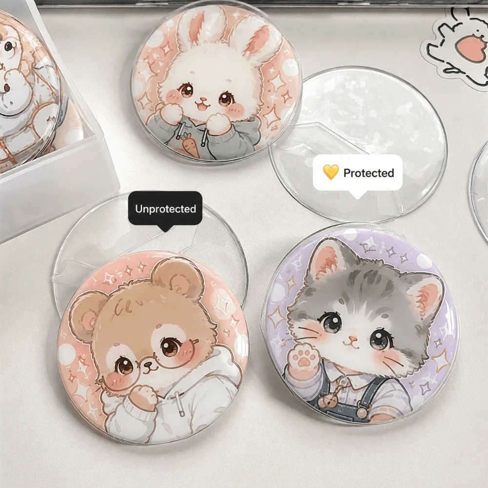 30PCS Transparent PVC Badge Protector Case High-Protection Dustproof Round Display Cover 63/70/83mm Pin Badge Display Cover