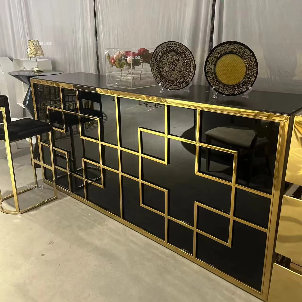 *Hotel Hall Portable Wedding Bar Counter Stainless Steel Cocktail Banquet Hall Bar Table for Party and Wedding