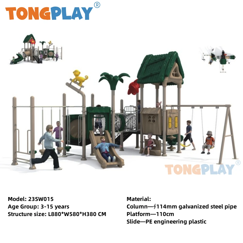 Thema Openbare Kinderen Speeltuin Kinderen Games Plastic Glijbaan Outdoor Speeltoestellen Met Schommel