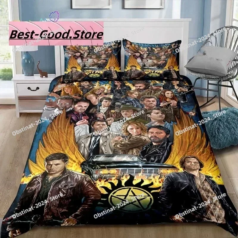 Sci-fi Drama Series Supernatural 3D Print Comforter Bedding Set,Duvet Cover Bed Set Quilt Cover Pillowcase,King Queen Size Kid