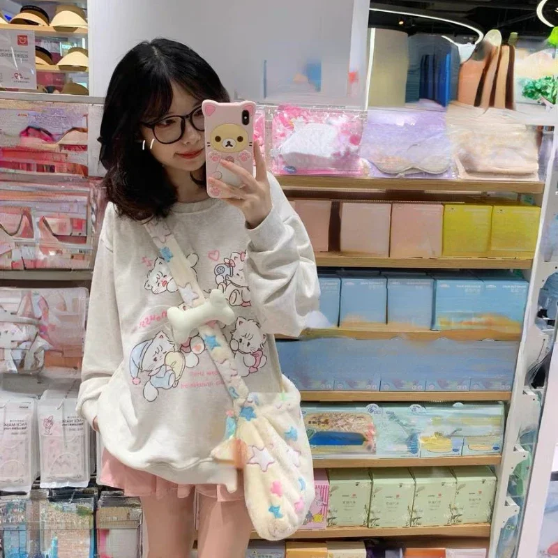 Autumn Sweet Y2k Aesthetic Loose Hoodies Women Kawaii Cute Cartoon Print Sweatshirts Japanese Casual Harajuku Pullover Sudaderas