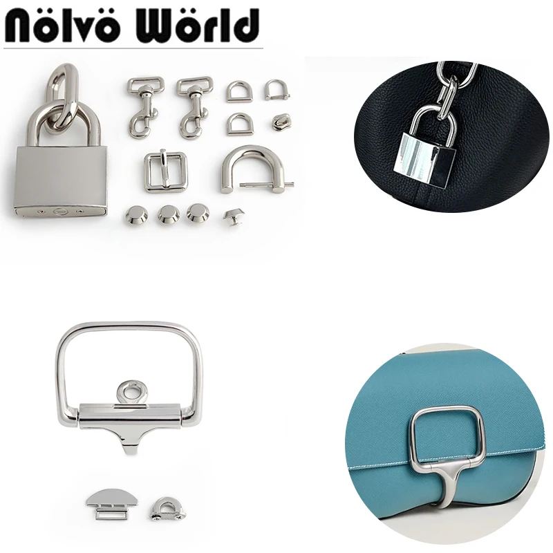 Zinc Alloy Silver Metal Whole Set Of Locks For Crossbody Handbag Purse Bags Twist Turn Lock Snap Buckle Decoration Accessories