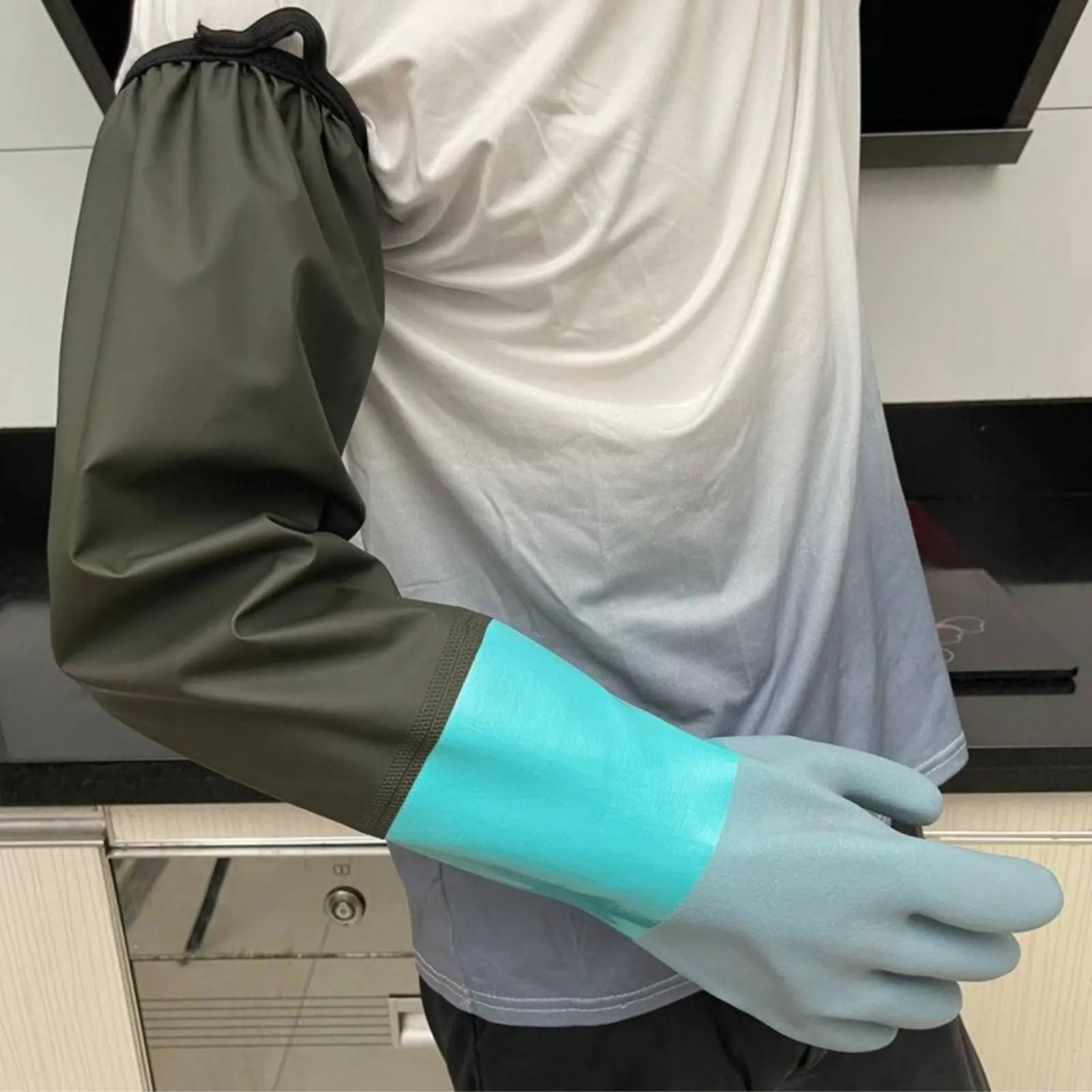 

Waterproof Rubber Gloves Heavy Duty Long Rubber Gloves Reusable for Fishing